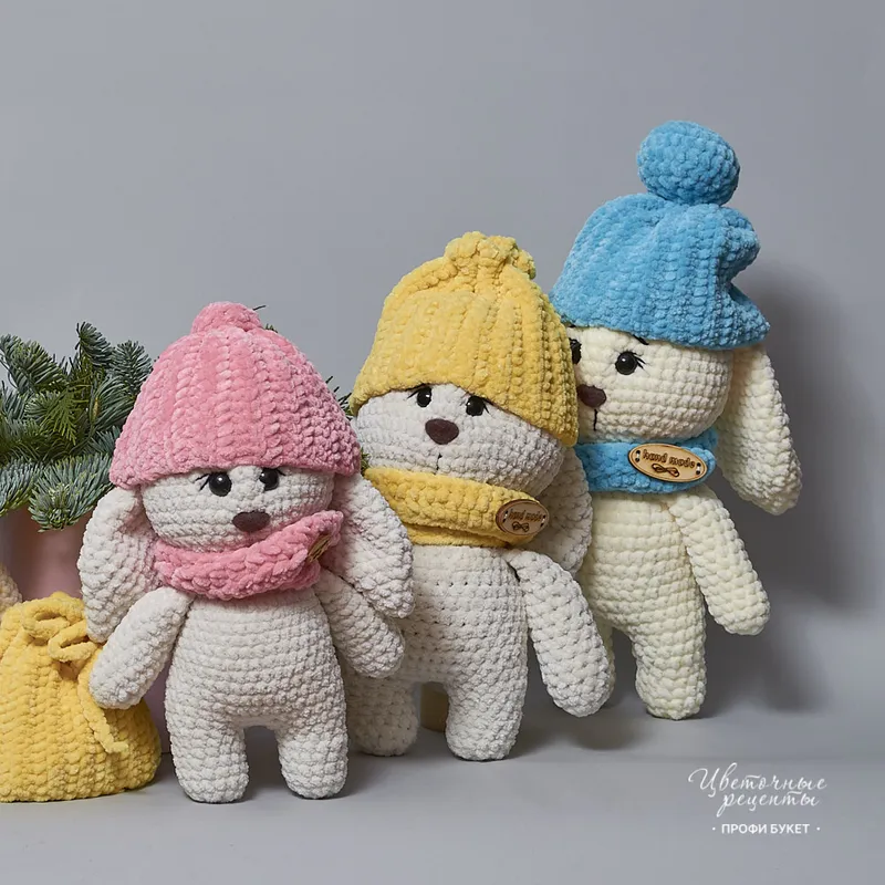 Игрушка «Зайка в шапочке Синий большой» ручной работы, фото 3 Игрушка «Зайка в шапочке Синий большой» ручной работы, фото 3