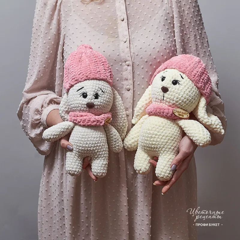 Игрушка «Зайка в шапочке Розовый маленький» ручной работы, фото 3 Игрушка «Зайка в шапочке Розовый маленький» ручной работы, фото 3